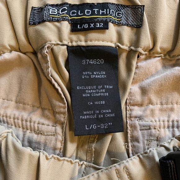 BC Clothing 32” Beige Convertible Cargo Pants - Picture 2 of 5